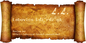 Lebovics Lóránt névjegykártya