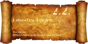 Lebovics Lóránt névjegykártya